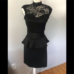 Venus black lace dress with peplum